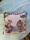 Vintage 1990's Disney Winnie the Pooh 12” Tapestry Throw Pillow Classic November