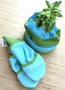 New Gap Kids Girl's Fleece Mitten Hat Set S/M Blue polka dot Beanie NWT - Picture 1 of 7
