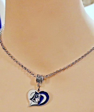DUKE BLUE DEVILS INSPIRED HEART HANDMADE STAINLESS STEEL CHAIN NECKLACE 20" Cover