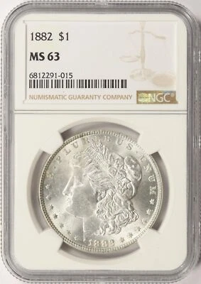 1882 $1 Morgan Silver Dollar NGC MS63 - Image 1 of 4