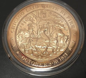 Franklin Mint Bronze 1871 Chicago Fire Medal in Capsule MINT Uncirculated - Picture 1 of 3