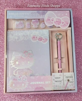 Hello Kitty 50th Anniversary Journal Pen Puffy Sticker Stationery Set NEW UNUSED - Image 1 of 2