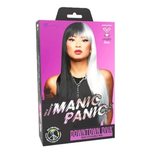 Manic Panic Raven Virgin Downtown Diva Perücke - schwarz-weiße Perücke - Bild 1 von 2