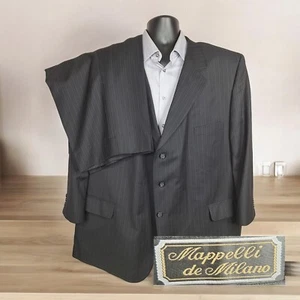 Napppelli 2 Piece Suit Mens 52S 50X26 Black Stripe 3 Button VL - Picture 1 of 12