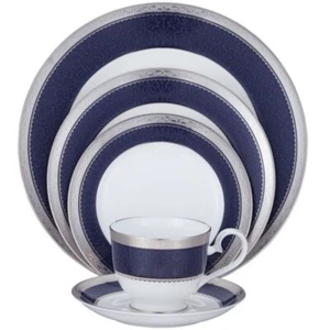 Noritake Odessa Kobalt Platin 5-teiliges Gedeck Geschirr Neu und Originalverpackt - Bild 1 von 12