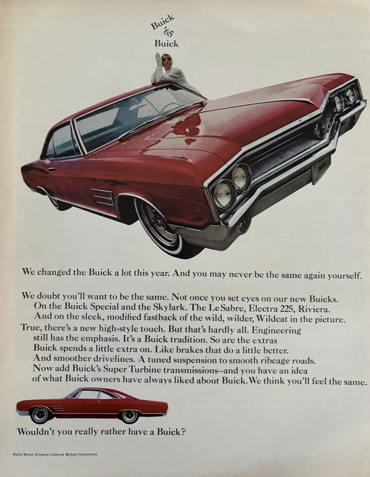 1965 Buick Wildcat Automobile Modified Fastback Sleek GM Corp VTG Print Ad - Image 1 of 1