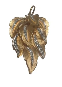 Vintage Vendome goldfarben Strass Blatt Anhänger 2" - Bild 1 von 7