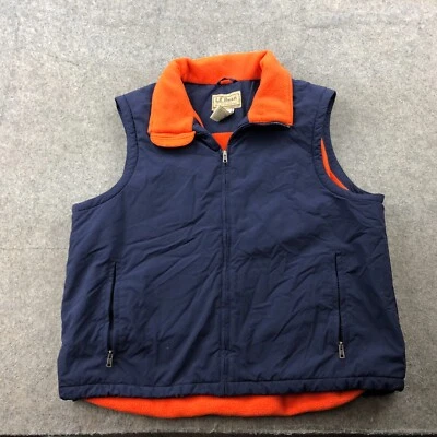 LL Bean Vest Men XL Blue Orange Windbreaker Fleece Full Zip Pocket Hiking   * - Image 1 of 4