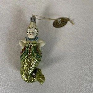 Katherine's Collection Chubby Diva Mermaid Ornament Metallic Yellow/Green - Picture 1 of 11