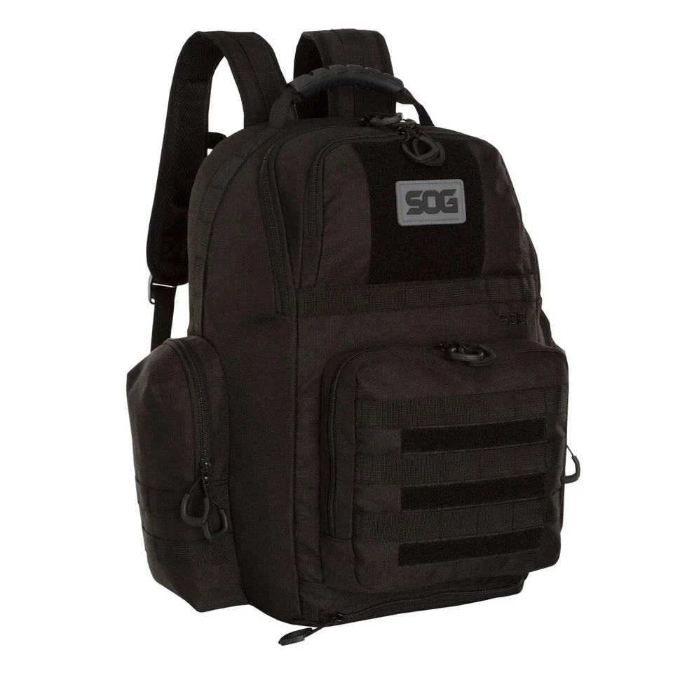 SOG 3 Pistol Range Backpack 11.7”Wx8.6”Lx18.1”H Black (3) Pistol cases 1819466