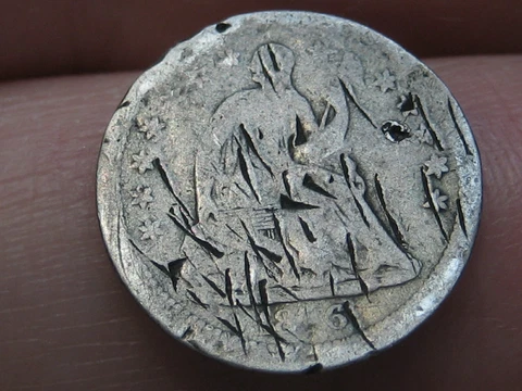 1856 P Seated Liberty Half Dime- Philadelphia, Unique Damage Cover