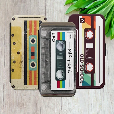 RETRO VINTAGE CASSETTE MIX TAPE FLIP WALLET PHONE CASE FOR IPHONE SAMSUNG HUAWEI - Image 1 of 4