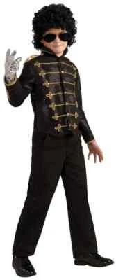 Black Military Jacket Michael Jackson Pop Star Halloween Deluxe Child Costume - Image 1 of 2