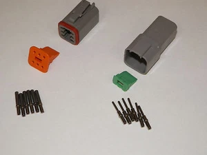 6X GRAY DEUTSCH DT SERIES CONNECTOR SET 16-18-20 GA SOLID NICKEL TERMINALS - Picture 1 of 1