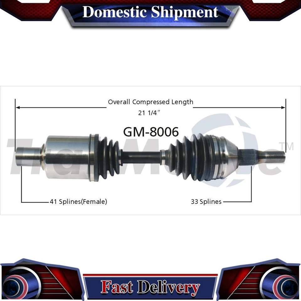 1X Front Left CV Axle Drive Shaft Joint Assembly For 1993 Cadillac Allante - Image 1 of 1
