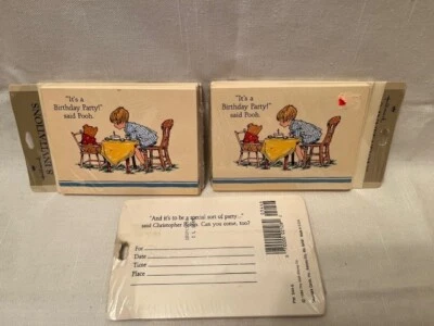 Vintage Winnie The Pooh Birthday Invitations 8ct Hallmark Disney 1986 Lot 3 - Image 1 of 4