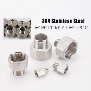 BSP 1/8" to 2" Male/Female 304SS Reducer Pipe Fitting Reducing Adapter Connector - Picture 1 of 30