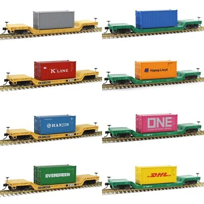 Evemodel Trains 1 Unit HO Scale 1:87 Depressed Center Flat Car W 20ft Container - Image 1 of 4