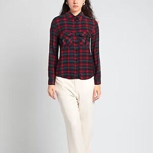 Zadig and Voltaire Red Plaid Soft Flannel Button Down Shirt Size S