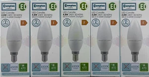 5 x LED Candle SES Daylight 4.8 Watt E14 Crompton 470lm 4.8 = 40 Watt 11380 - Picture 1 of 12