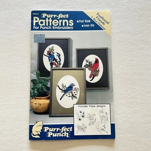 Purr fect Punch Feathered Friends Bird Pattern Set Punch Embroidery Iron On 1989 - Picture 1 of 9