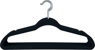 10 Super Slim Velvet Huggable Hangers in Black - Image 1 of 4