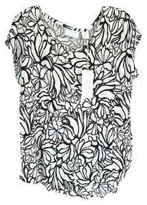 Martha Stewart Collection Damen Bluse Top polierte Optik Leinen Blumen Gr. L - Bild 1 von 8