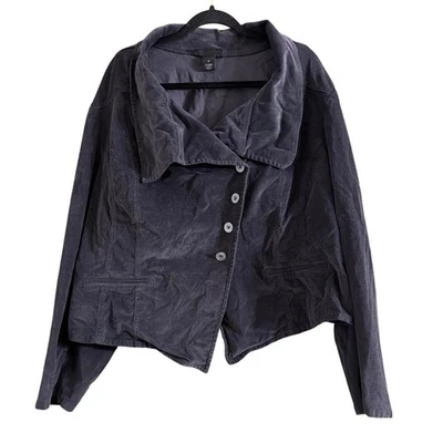 Chaqueta militar para mujer Lane Bryant pana carbón frente asimétrico talla 28 Foto 1 de 4