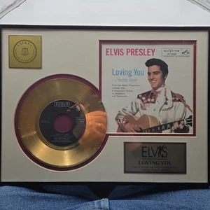 Elvis Presley 24k Plated Gold Record Loving You Framed Record 60 Of 1998 Ltd Ed - Picture 1 of 9
