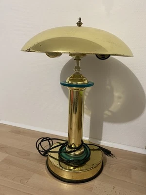 Lampe de Bureau Champignon Doré Vintage 1970 1980 Cuivre Laiton Plastique - Photo 1/4
