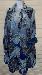 Camisa Larga Transparente Chicos Talla 2 (GRANDE) Cachemira Encantada Betty Azul Blanco Usada en Excelente Condición - Imagen 1 de 14