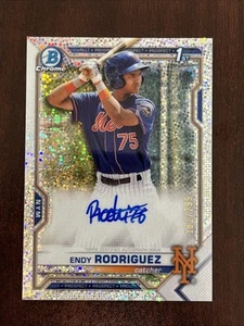 2021 1st Bowman Chrome Endy Rodriguez Sparkle Auto /299 New York Mets Autograph - Picture 1 of 2