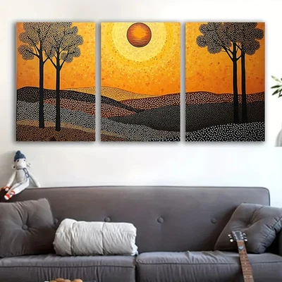 3pcs Sunset Trees Wall Art Canvas Unframed/Framed - Image 1 of 4