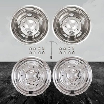 Simuladores de ruedas de 19,5" pulidos atornillables de 10 orejetas para Ford F-450 2005-2016 [4 piezas] Foto 1 de 4