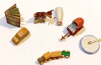 Toy for Miniature Dolls Real Book 2 x 3cm Porcelain Calf and More - Image 1 of 4