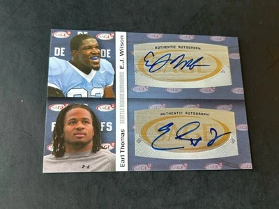 2010 SAGE Squared Dual Auto Earl Thomas III EJ Wilson #A34 Auto Rookie NM HOF? - Imagem 1 de 2