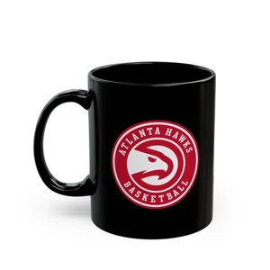 Taza negra Atlanta Hawks 11 oz - Taza de café de baloncesto regalo para fanáticos de la NBA - Imagen 1 de 5