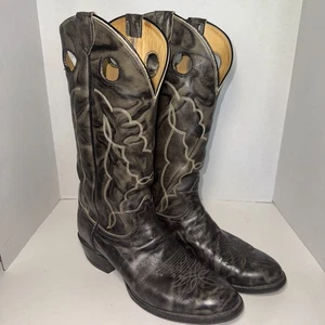 TONY LAMA Black & Grey Leather Cowboy Boots Mens Size 10.5 D Style C8224 USA - Picture 1 of 9