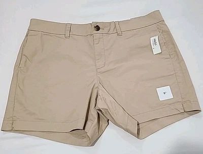 全新带标签 Old Navy Everyday 5 英寸斜纹短裤女式 12 卡其色棕褐色百慕大  — 第 1/4 张图片