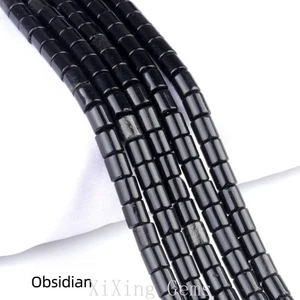 Cuentas espaciadoras tubulares cilíndricas negras naturales de 6 mm para hacer joyas hágalo usted mismo - Imagen 1 de 6