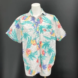 Vintage Liz Claiborne 80's floral hawaiian style chest pocket women's shirt M - Picture 1 of 8