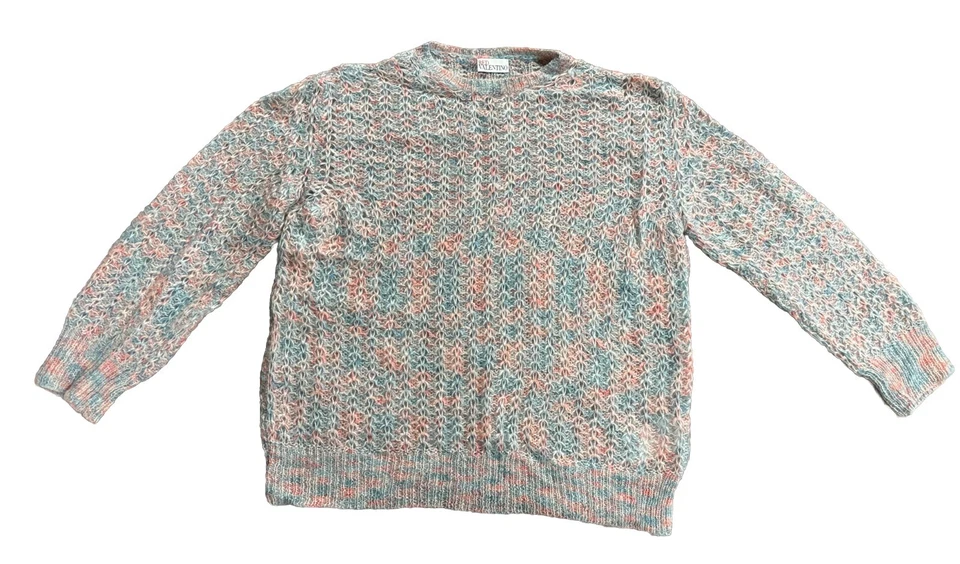 Suéter Tejido Grueso Rojo Valentino Spa Rosa y Azul Mezcla Mohair / Pequeño Foto 1 de 4