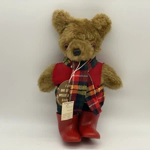 Gummistiefel Bear Gang 12 Zoll Teddybär Handarbeit Laura Grant Schottland McTavish Vintage  - Bild 1 von 6