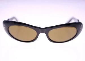 Black acetate ladies vintage 'cats-eye' sunglasses circa 1960s - Weight: 35g - Picture 1 of 13