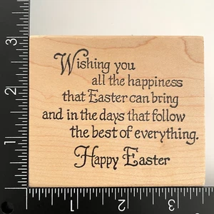 Northwoods Ti Auguri Tutta la Felicità Buona Pasqua Timbro in Gomma Montato su Legno - Foto 1 di 3