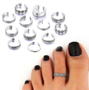 Juego de anillos de mano o pie de mujer multiestilo ajustable punta de anillo de playa pie joyería - Imagen 1 de 5