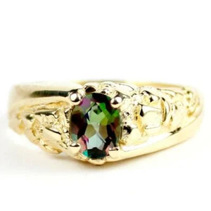 10K, 14k or 18K Gold Men's Nugget Ring, Mystic Fire Topaz, R368 - Picture 1 of 5