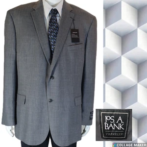 JOS. A. BANK TRAVELER~NWT!!~MENS 50L GRAY HERRINGBONE WOOL SPORTS COAT BLAZER - Picture 1 of 12