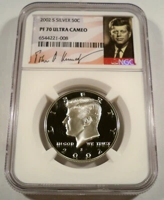 2002-S 50c SILVER NGC PF70UCAM KENNEDY HALF DOLLAR PROOF ULTRA CAMEO PR 70 DC - Image 1 of 4