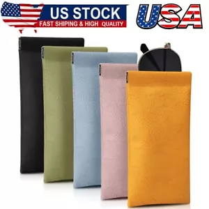 5Pcs Glasses Case,Soft Eyeglass Case Portable Squeeze Top Leather Glasses Case - Picture 1 of 8